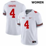 NCAA Ohio State Buckeyes Women's #4 Lejond Cavazos White Nike Football College Jersey RWW6345RI